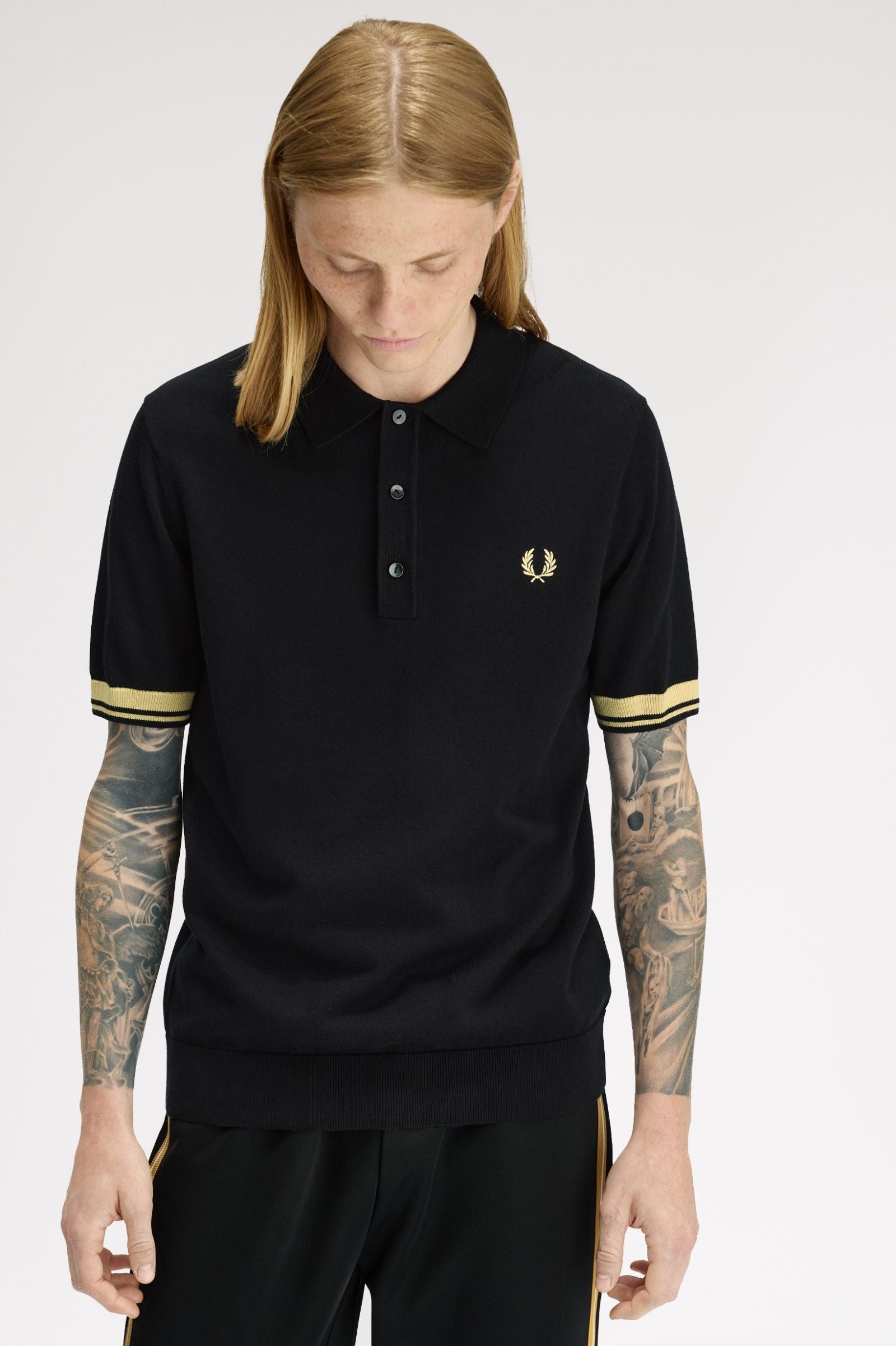 FRED PERRY Polo em malha com punhos contrastantes