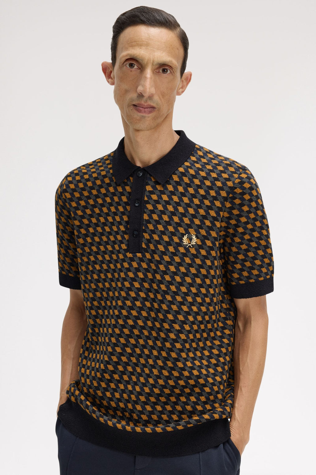 FRED PERRY Polo em malha geométrica