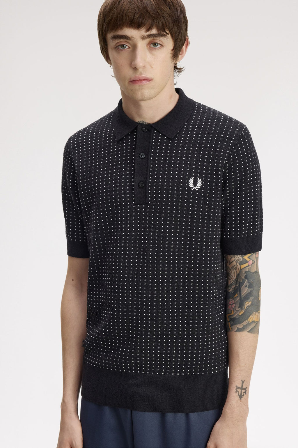 FRED PERRY Polo de malha bouclé com bolinhas