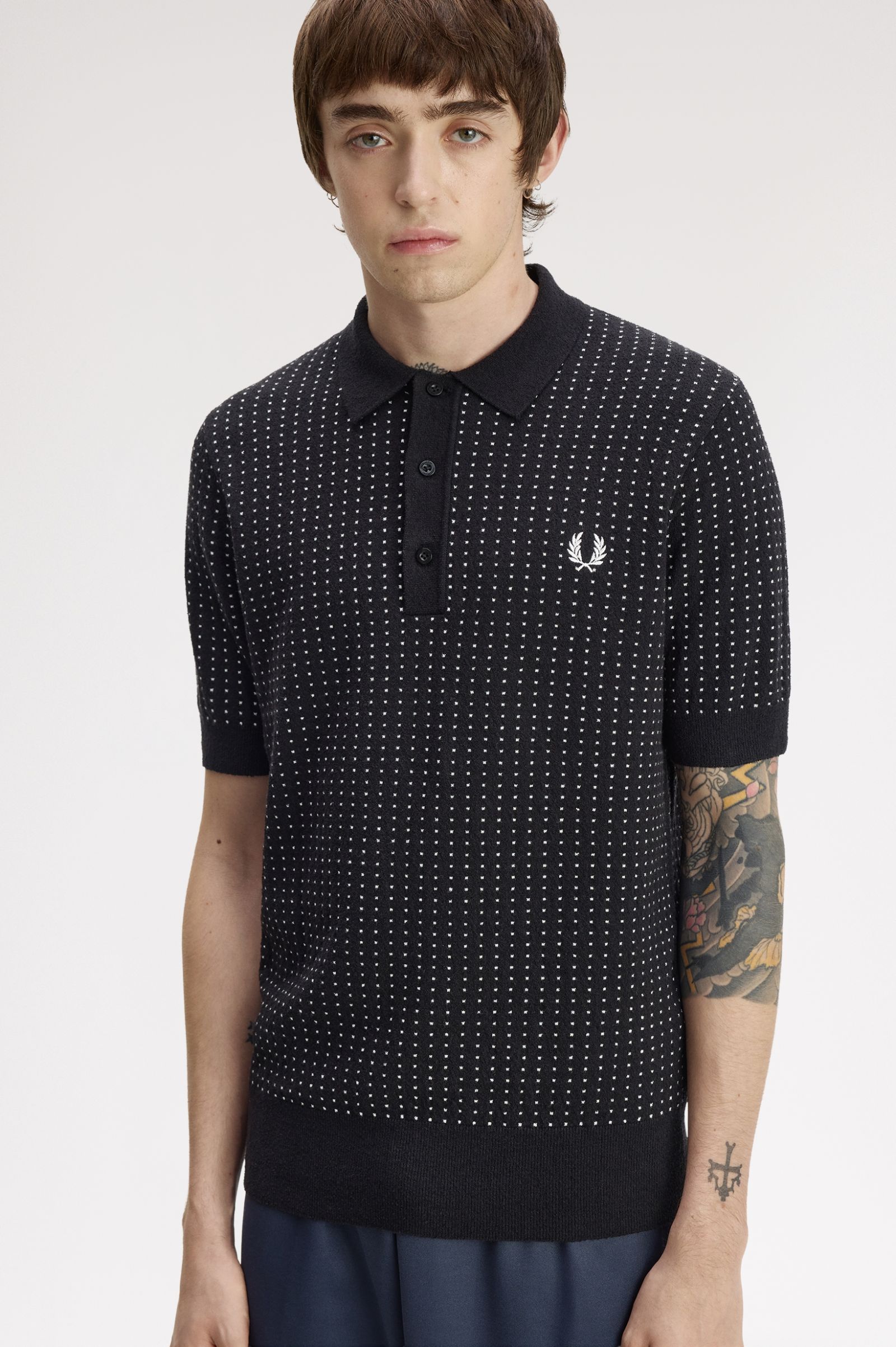 FRED PERRY Polo de malha bouclé com bolinhas