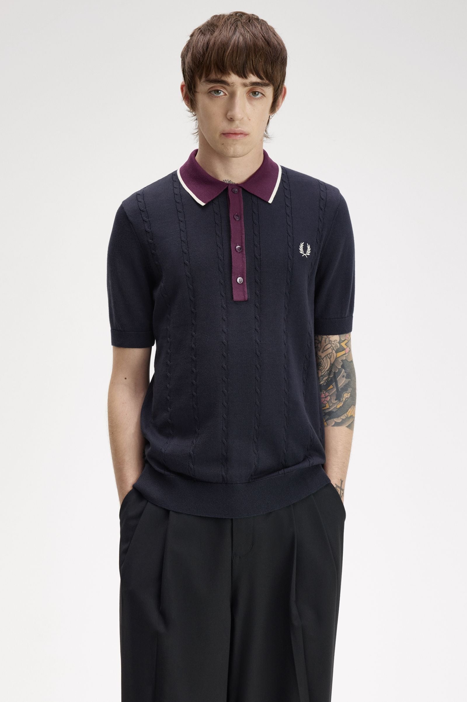 FRED PERRY Polo de malha trançada