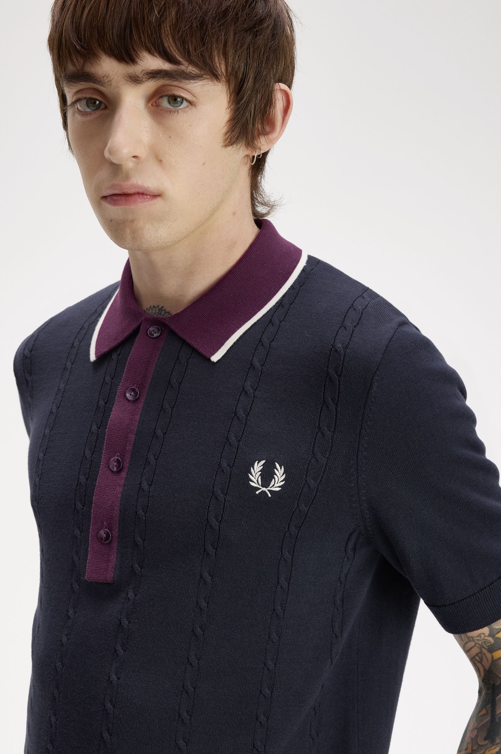 FRED PERRY Polo de malha trançada
