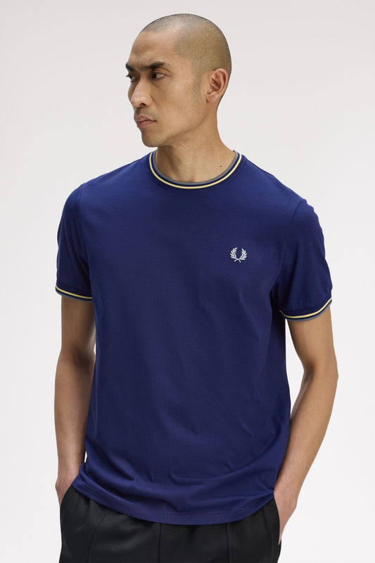 FRED PERRY T-shirt com borda com ponto descontínuo dupla - CARISMAstore