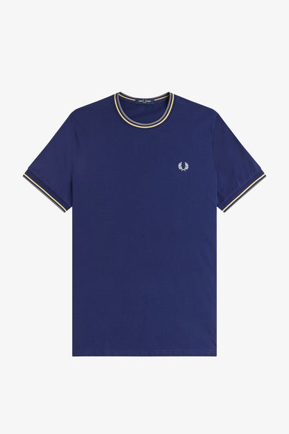 FRED PERRY T-shirt com borda com ponto descontínuo dupla - CARISMAstore