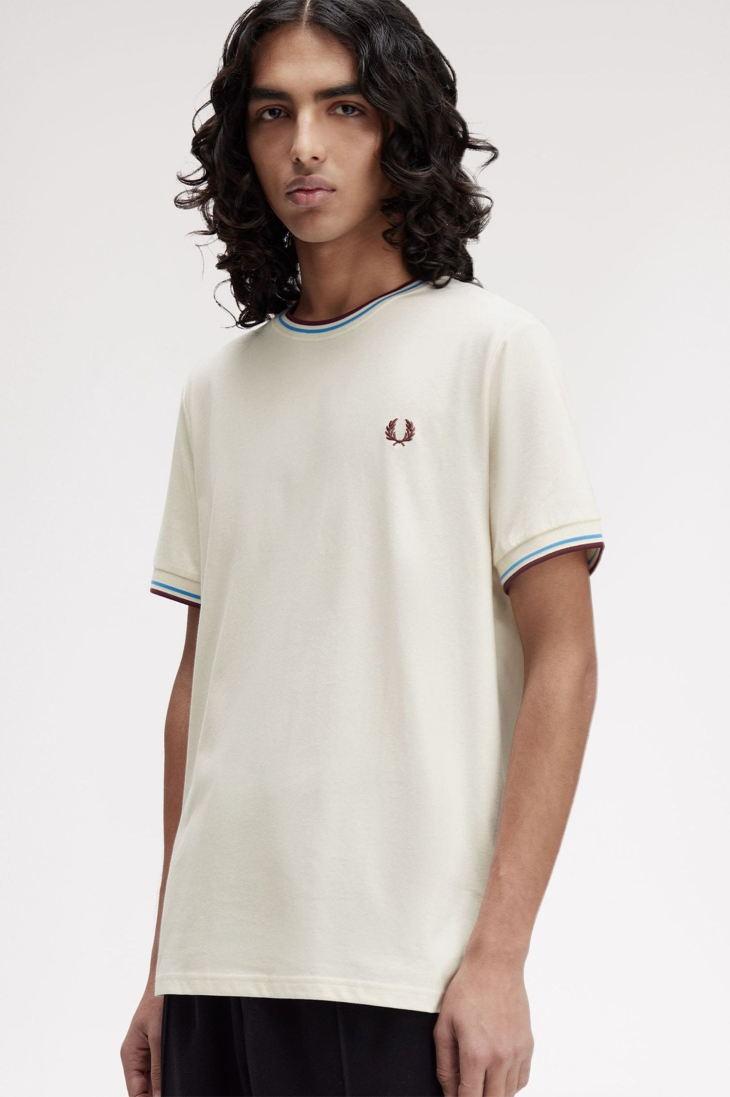 FRED PERRY T-shirt com borda com ponto descontínuo dupla