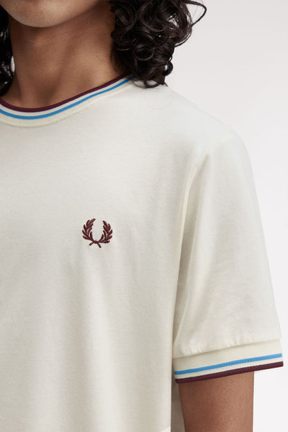 FRED PERRY T-shirt com borda com ponto descontínuo dupla