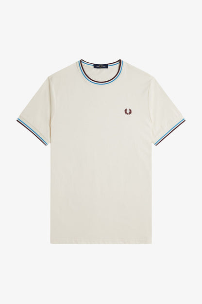 FRED PERRY T-shirt com borda com ponto descontínuo dupla