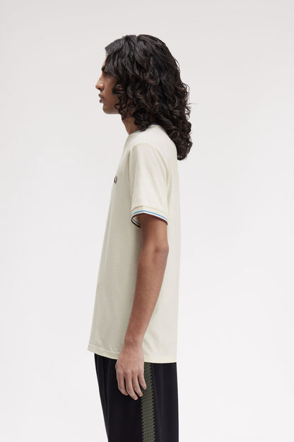 FRED PERRY T-shirt com borda com ponto descontínuo dupla