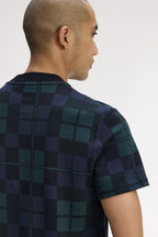 FRED PERRY T-shirt em jacquard com padrão tartan black watch - CARISMAstore