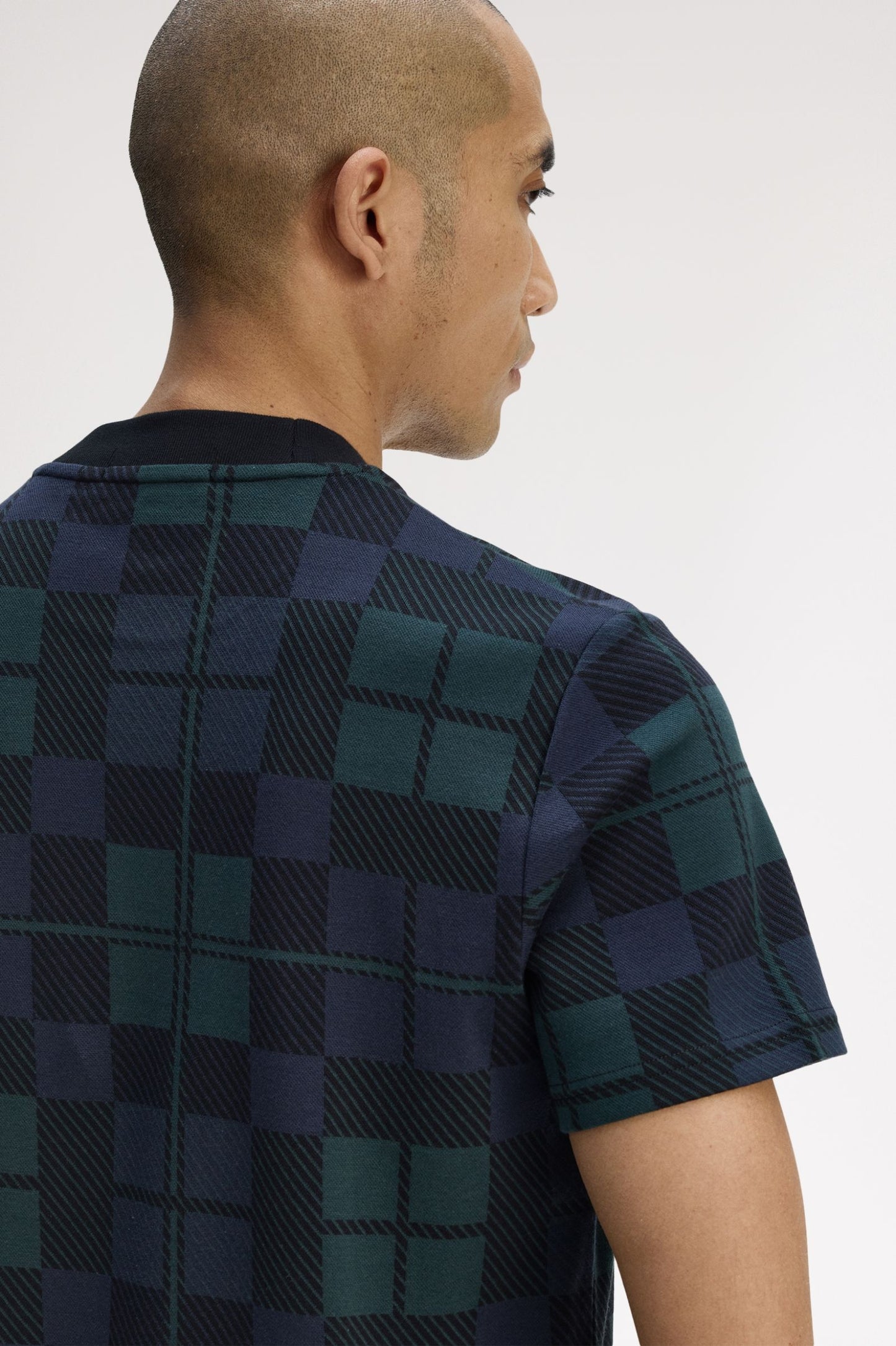 FRED PERRY T-shirt em jacquard com padrão tartan black watch - CARISMAstore