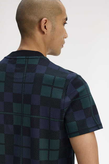 FRED PERRY T-shirt em jacquard com padrão tartan black watch - CARISMAstore