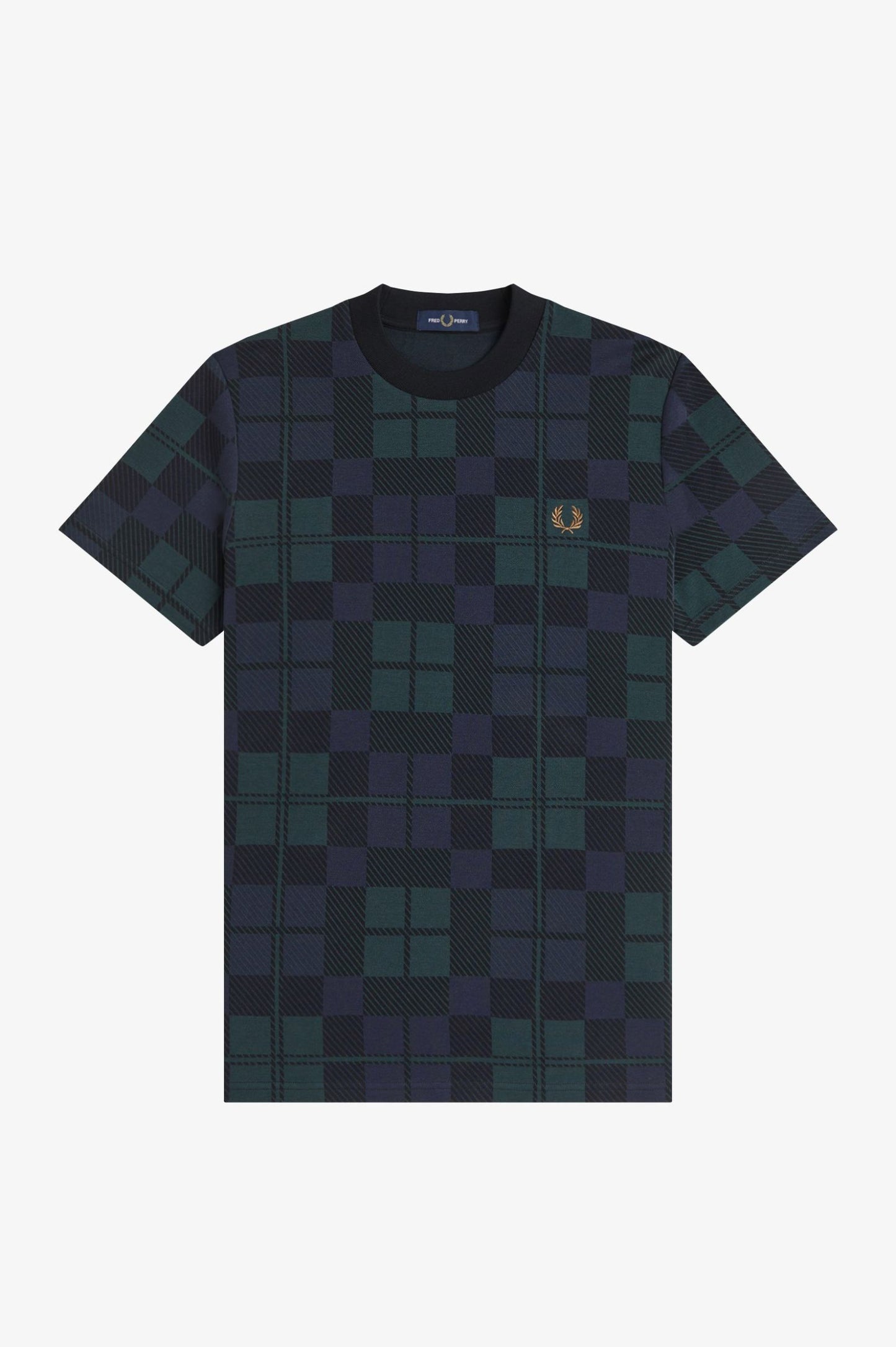 FRED PERRY T-shirt em jacquard com padrão tartan black watch - CARISMAstore