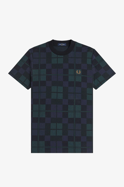 FRED PERRY T-shirt em jacquard com padrão tartan black watch - CARISMAstore