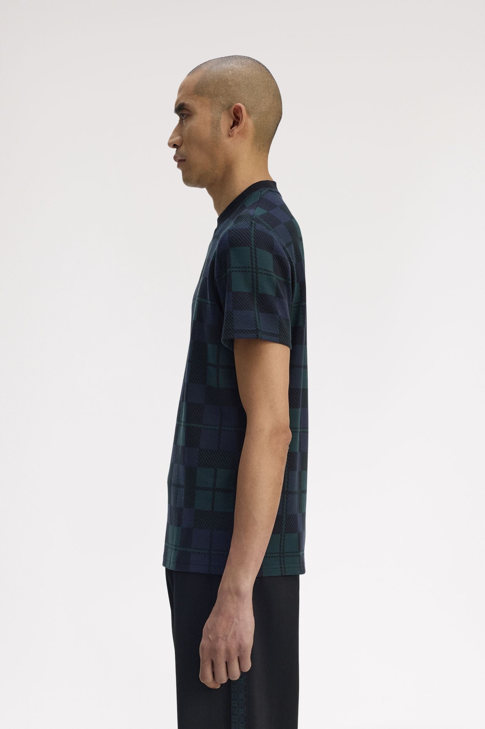 FRED PERRY T-shirt em jacquard com padrão tartan black watch - CARISMAstore