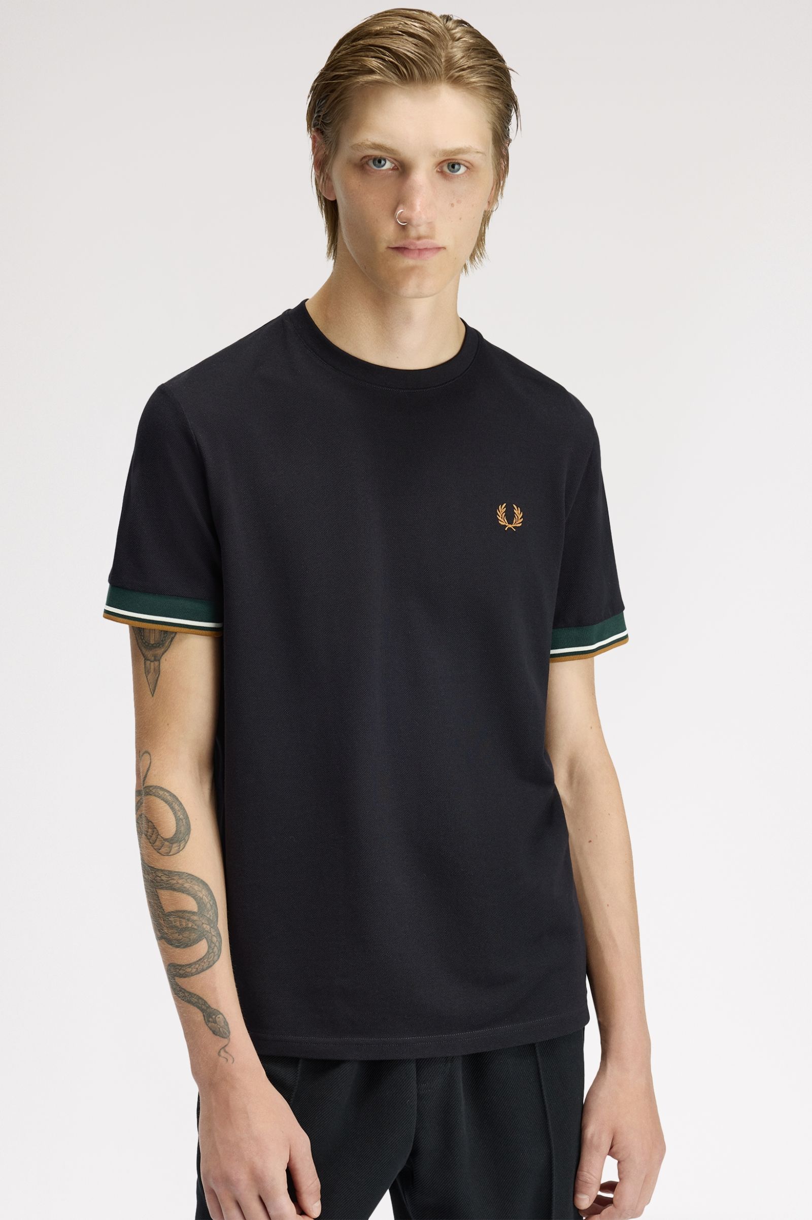 FRED PERRY T-shirt com punhos com borda