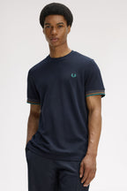 FRED PERRY T-shirt com punhos com borda com ponto descontínuo dupla
