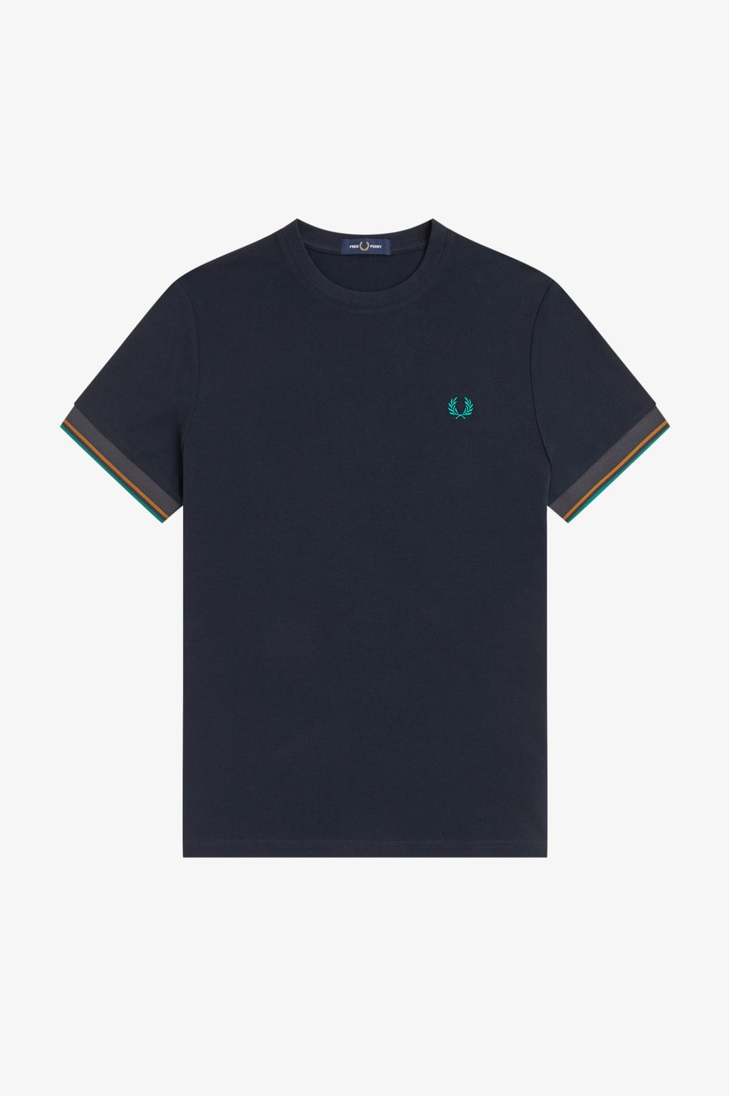 FRED PERRY T-shirt com punhos com borda com ponto descontínuo dupla