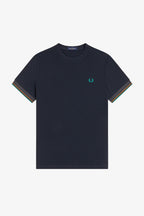 FRED PERRY T-shirt com punhos com borda com ponto descontínuo dupla