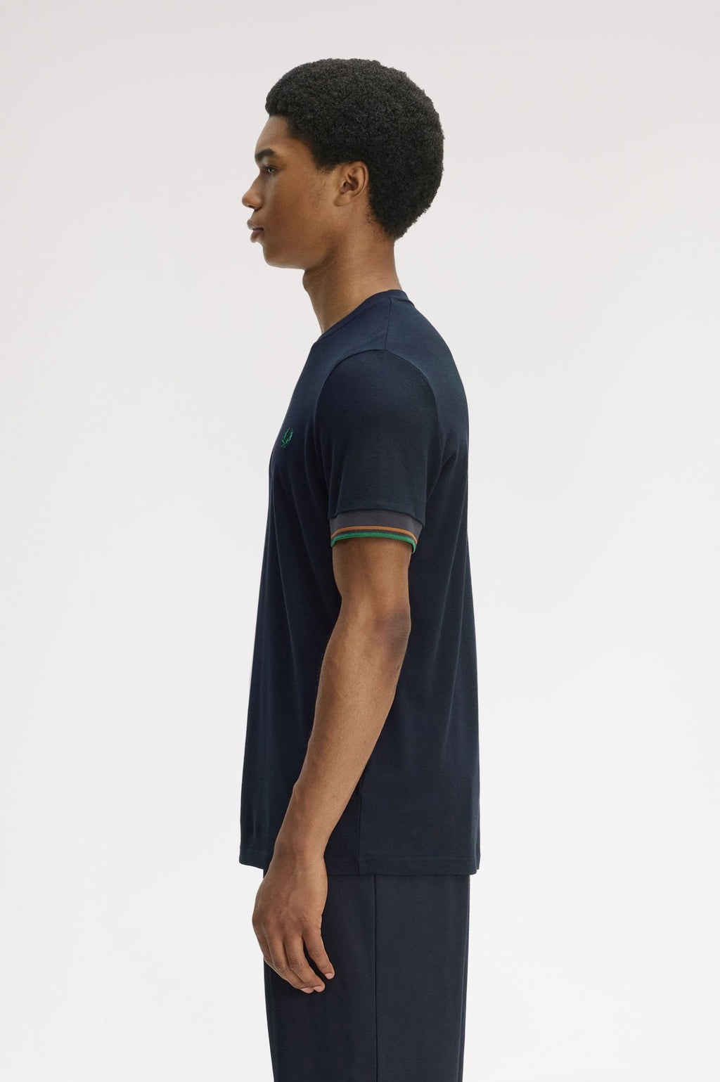 FRED PERRY T-shirt com punhos com borda com ponto descontínuo dupla