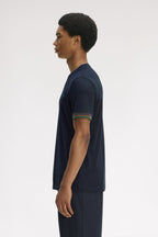 FRED PERRY T-shirt com punhos com borda com ponto descontínuo dupla