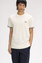 FRED PERRY T-shirt com punhos com borda com ponto descontínuo dupla