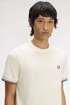 FRED PERRY T-shirt com punhos com borda com ponto descontínuo dupla