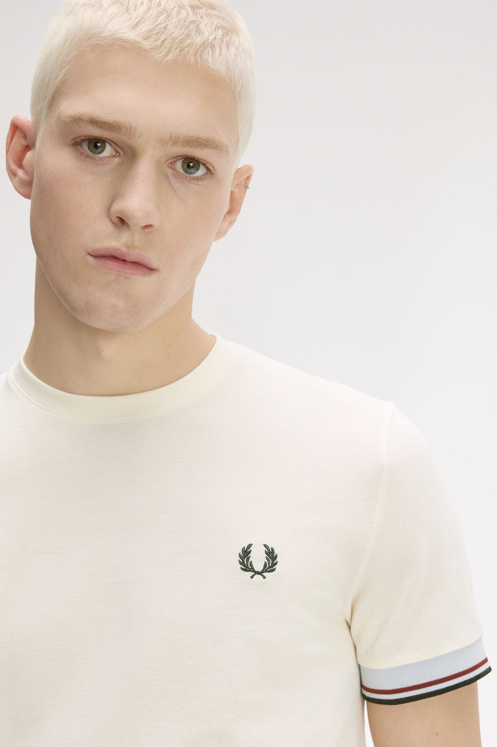FRED PERRY T-shirt com punhos com borda com ponto descontínuo dupla