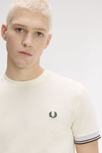 FRED PERRY T-shirt com punhos com borda com ponto descontínuo dupla
