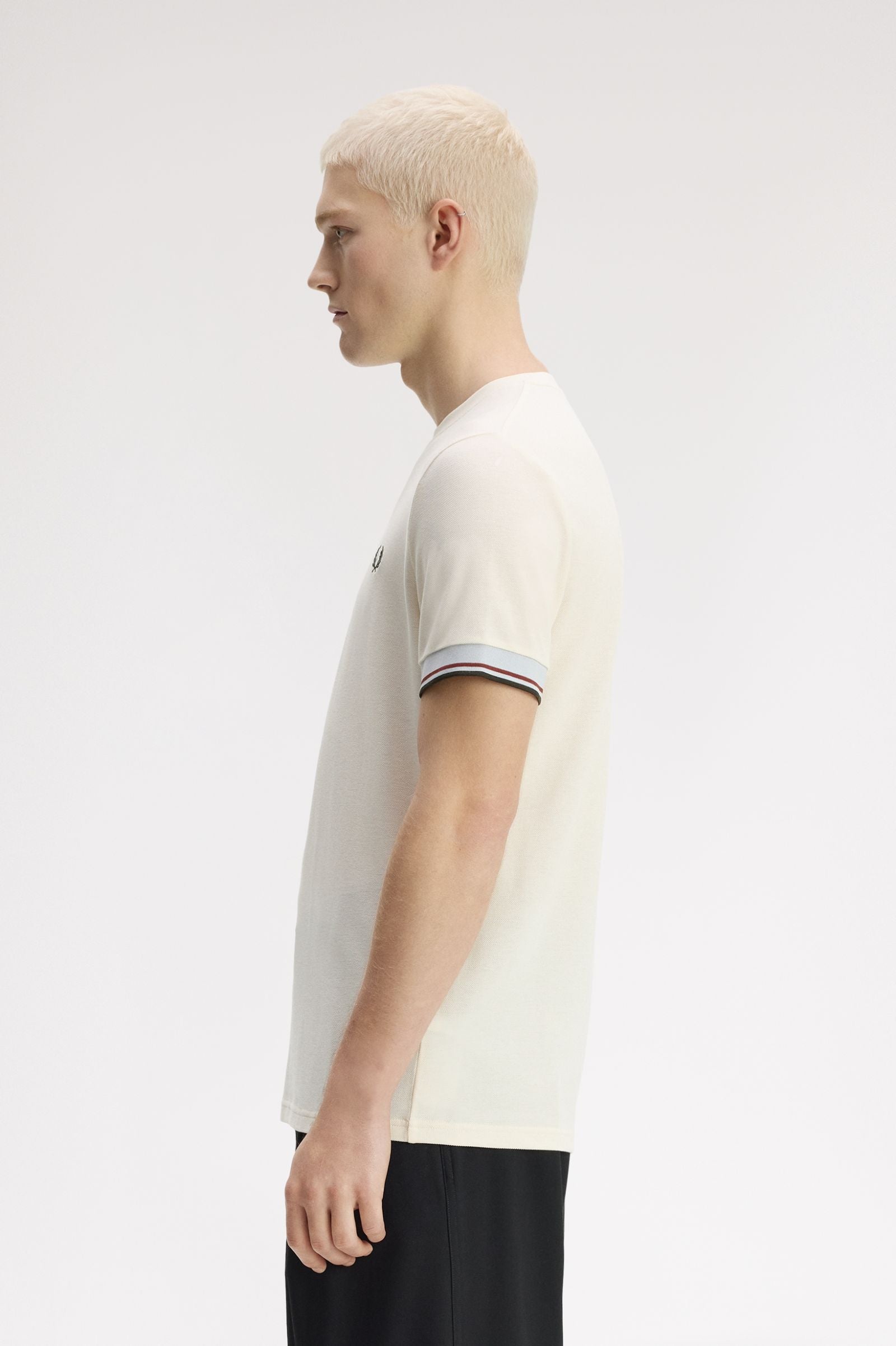 FRED PERRY T-shirt com punhos com borda com ponto descontínuo dupla