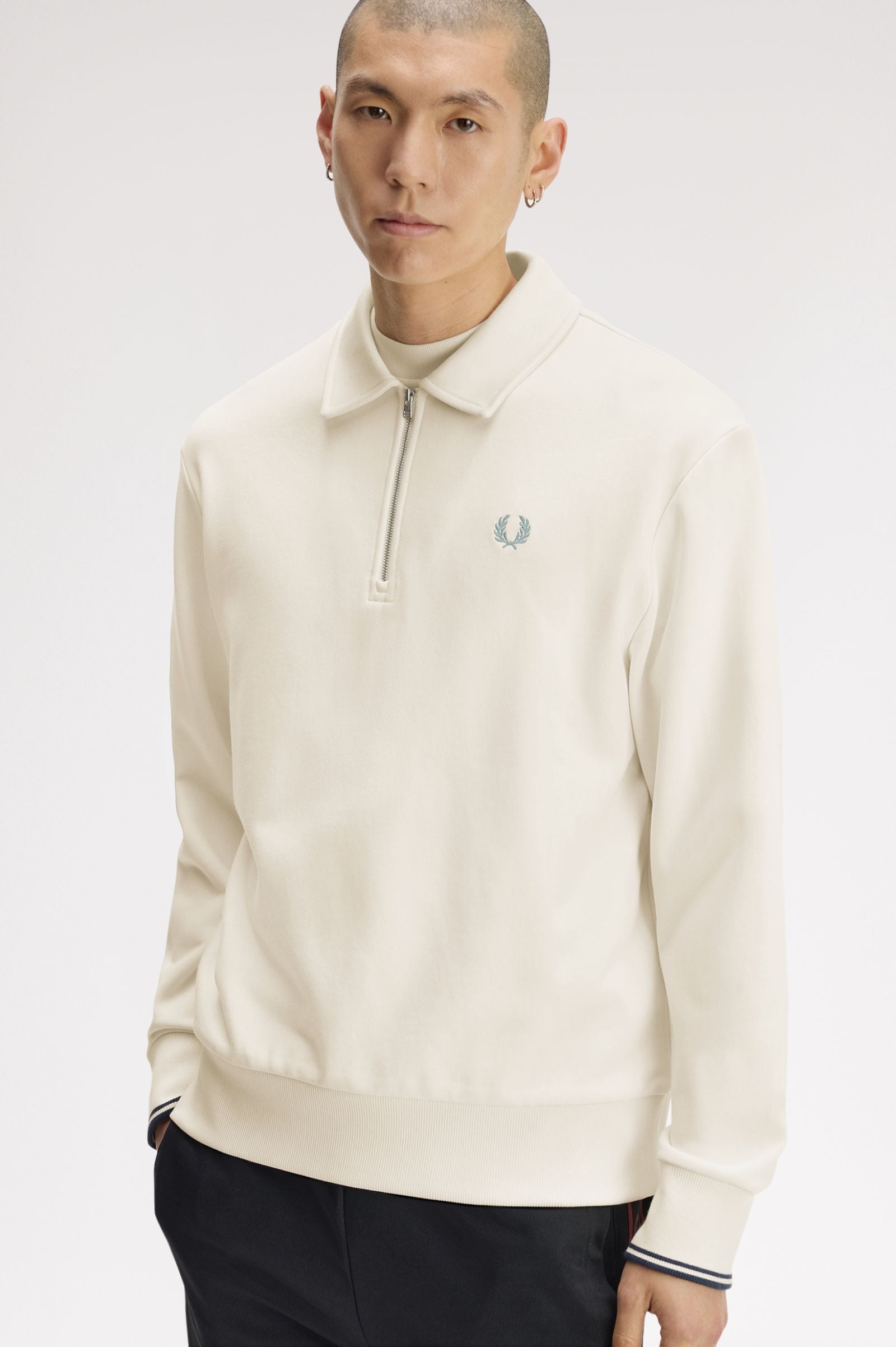 FRED PERRY Camisola com colarinho e meio fecho de correr