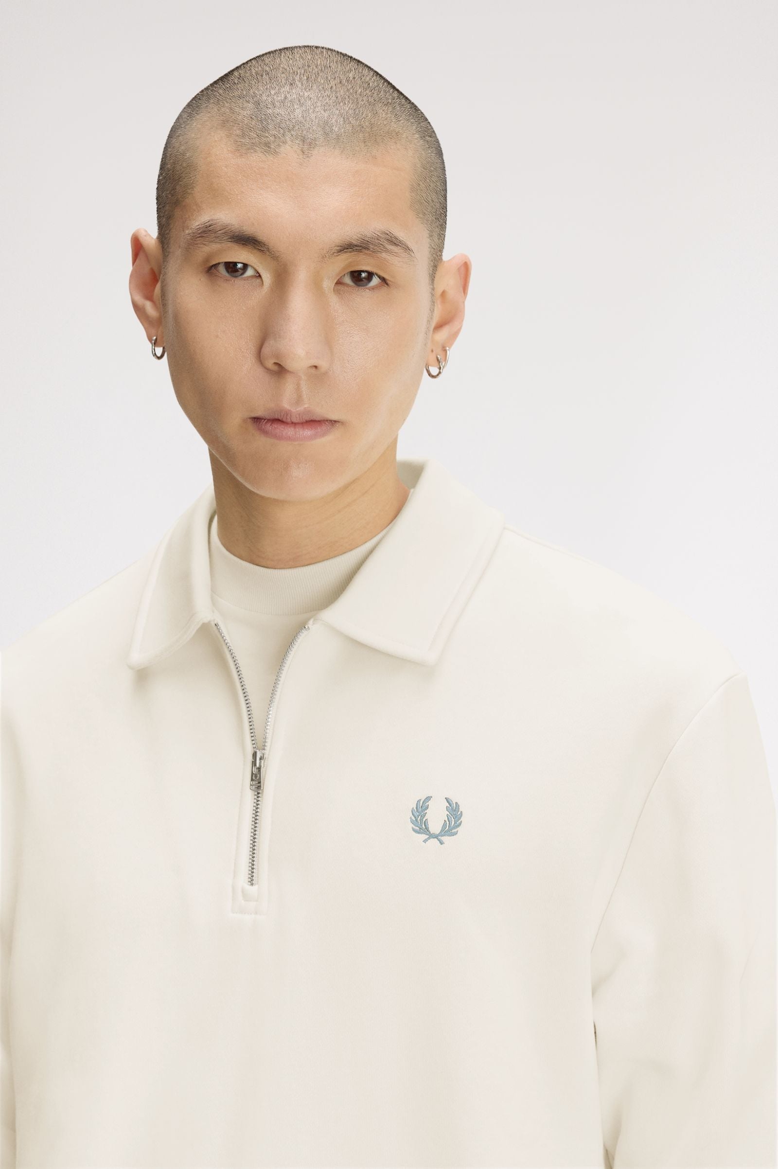 FRED PERRY Camisola com colarinho e meio fecho de correr