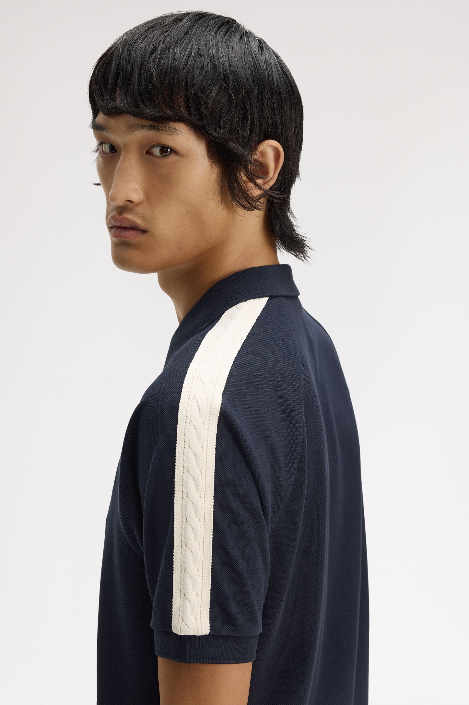 FRED PERRY Polo com fita em malha entrançada
