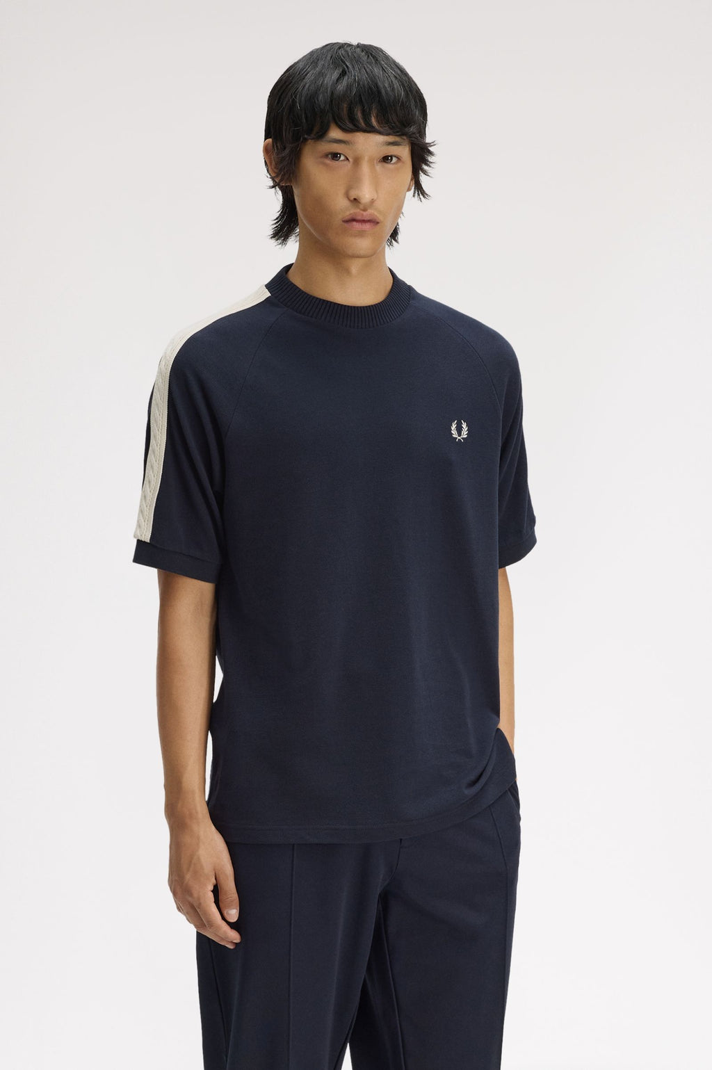 FRED PERRY T-shirt com fita em malha entrançada