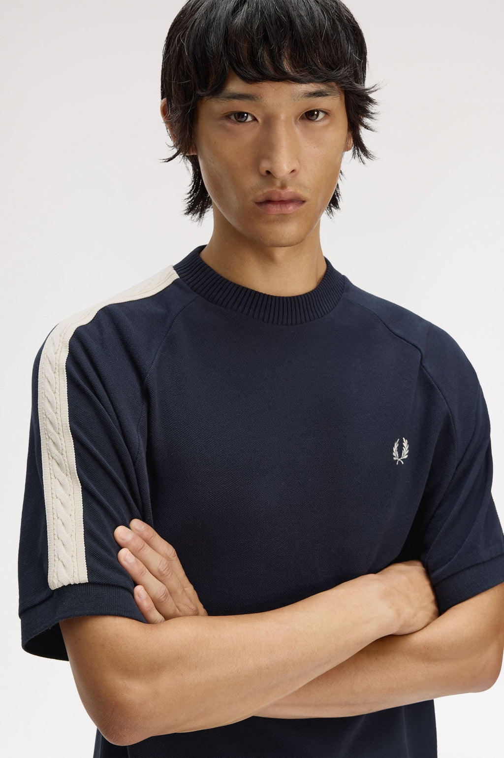 FRED PERRY T-shirt com fita em malha entrançada