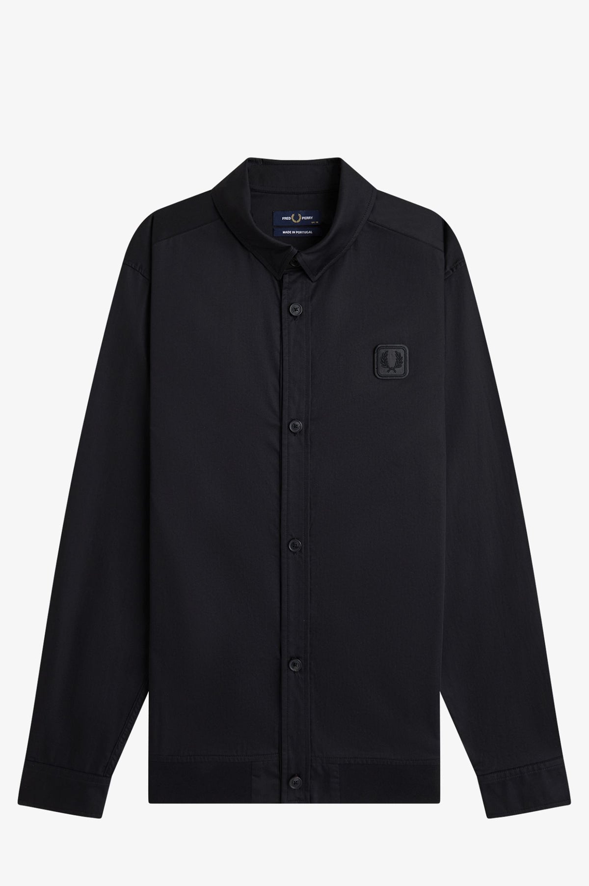 FRED PERRY Camisa com bainha canelada com aplicação em pele
