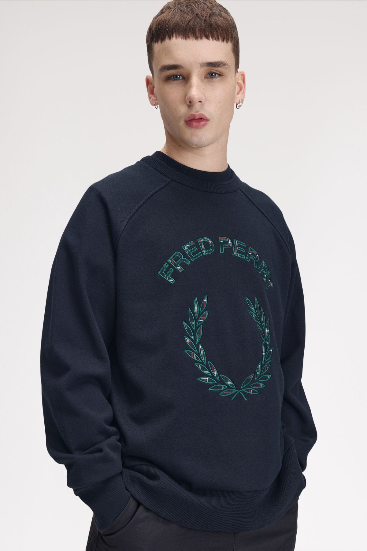 FRED PERRY Camisola com aplique de xadrez