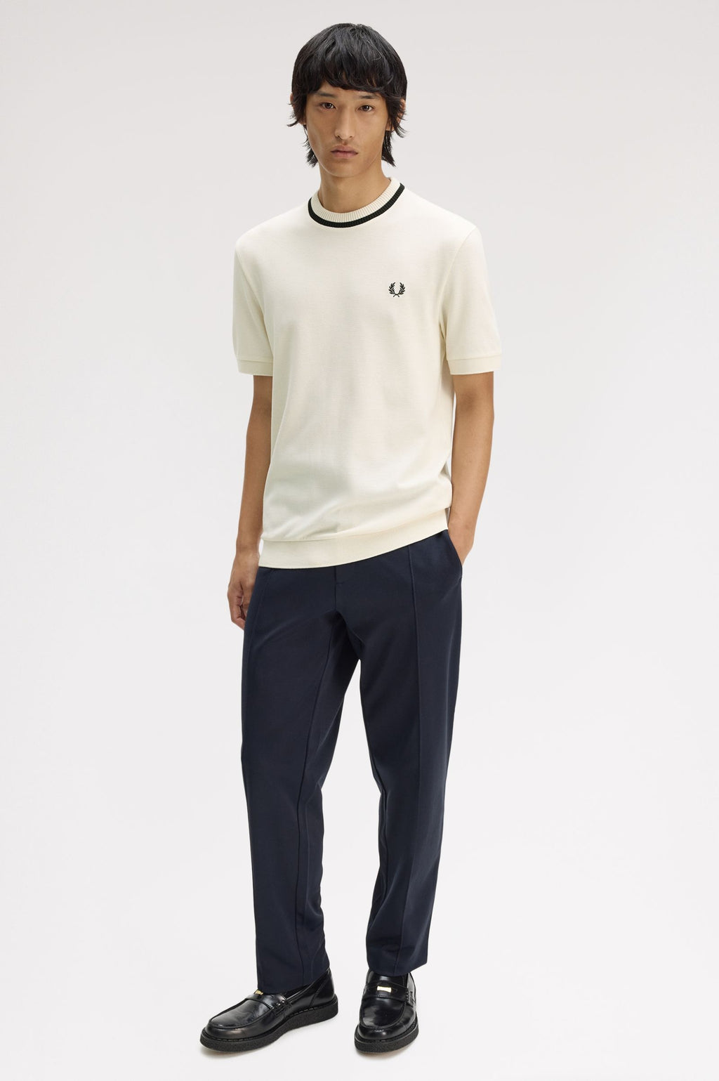 FRED PERRY T-shirt em piqué com gola redonda