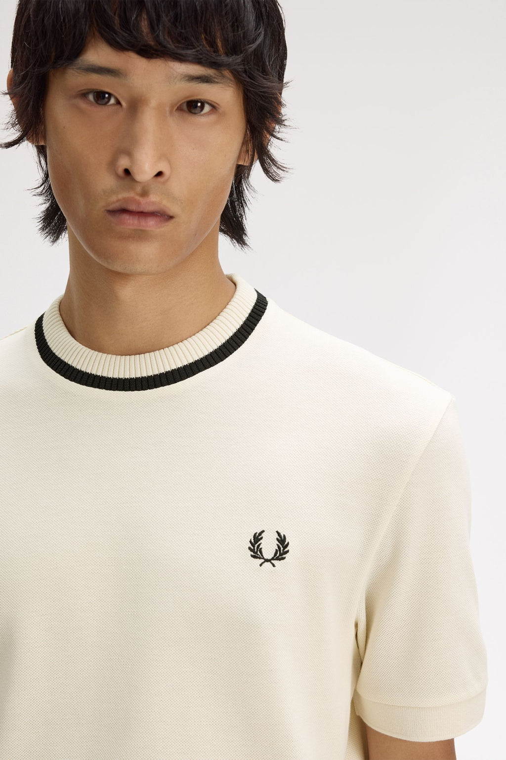 FRED PERRY T-shirt em piqué com gola redonda