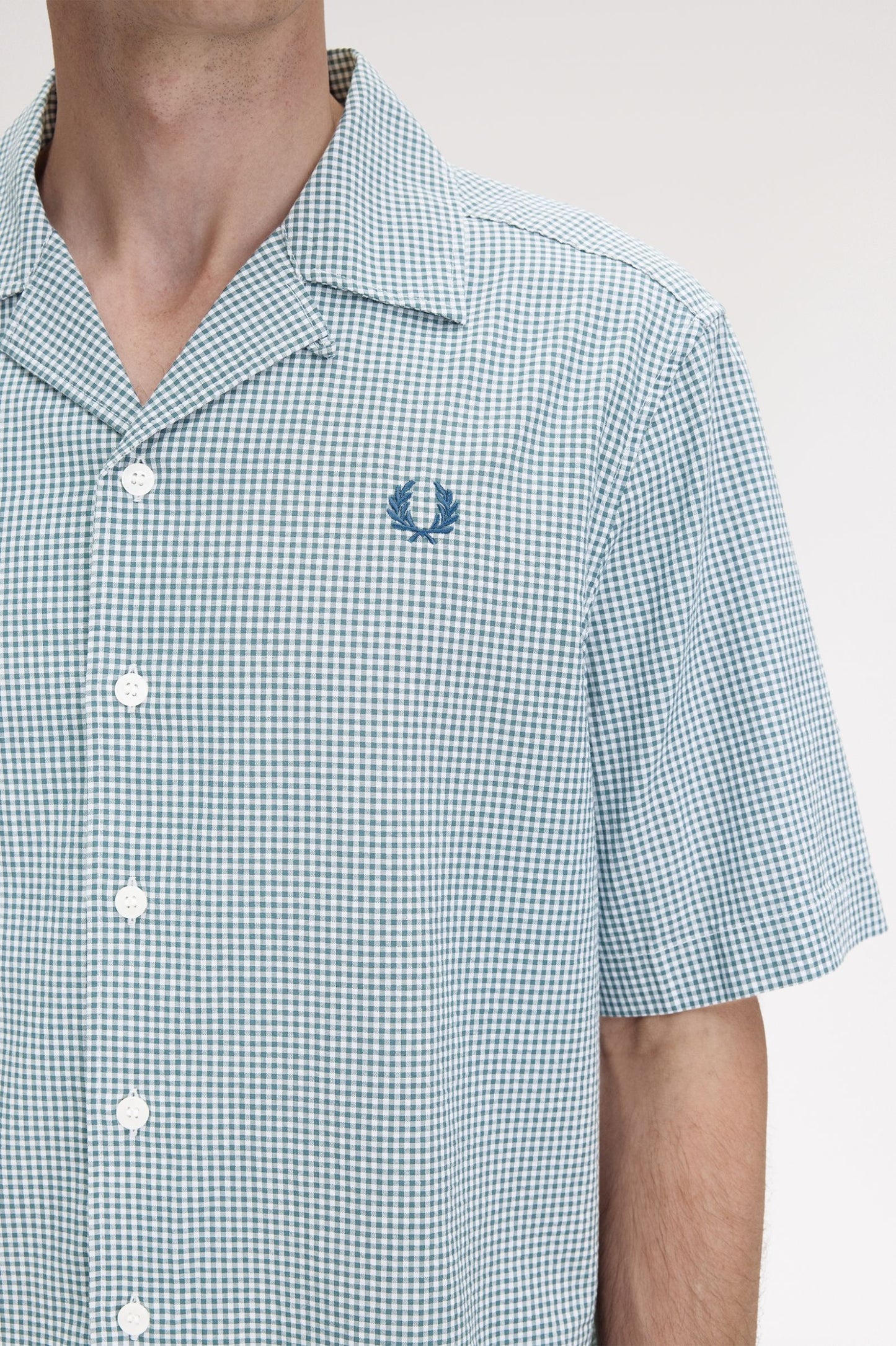 FRED PERRY Camisa em seersucker e gingham micro