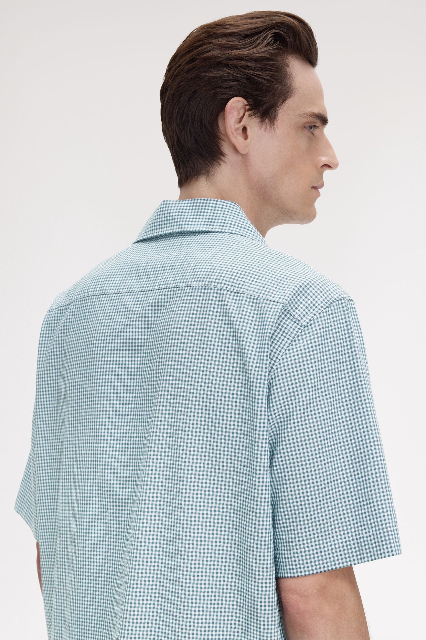 FRED PERRY Camisa em seersucker e gingham micro