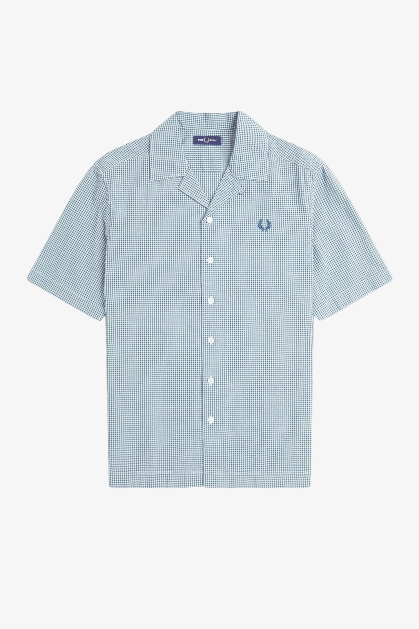 FRED PERRY Camisa em seersucker e gingham micro