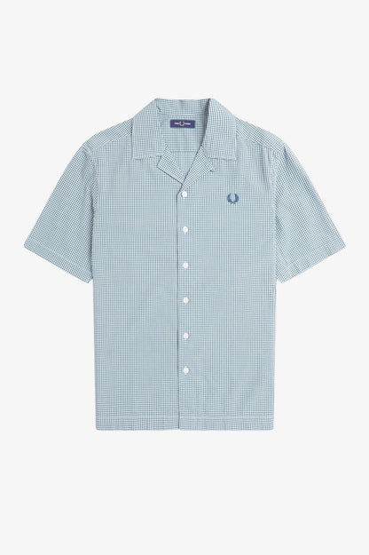 FRED PERRY Camisa em seersucker e gingham micro