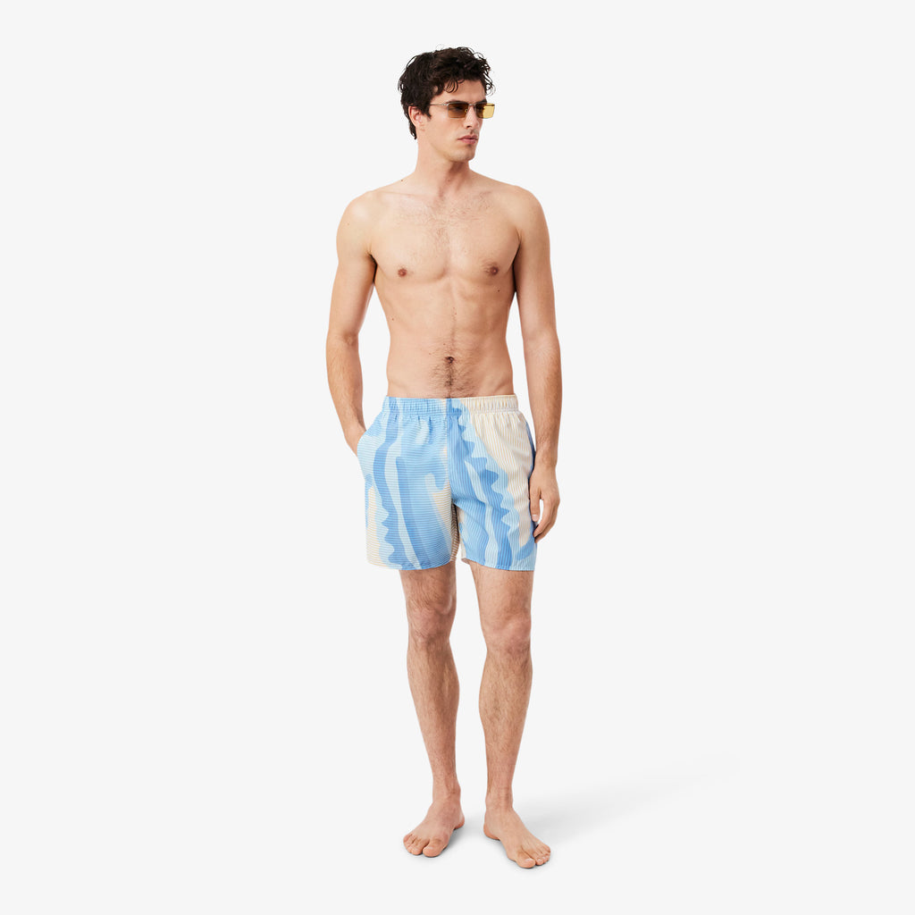 LACOSTE Calção de banho listrado