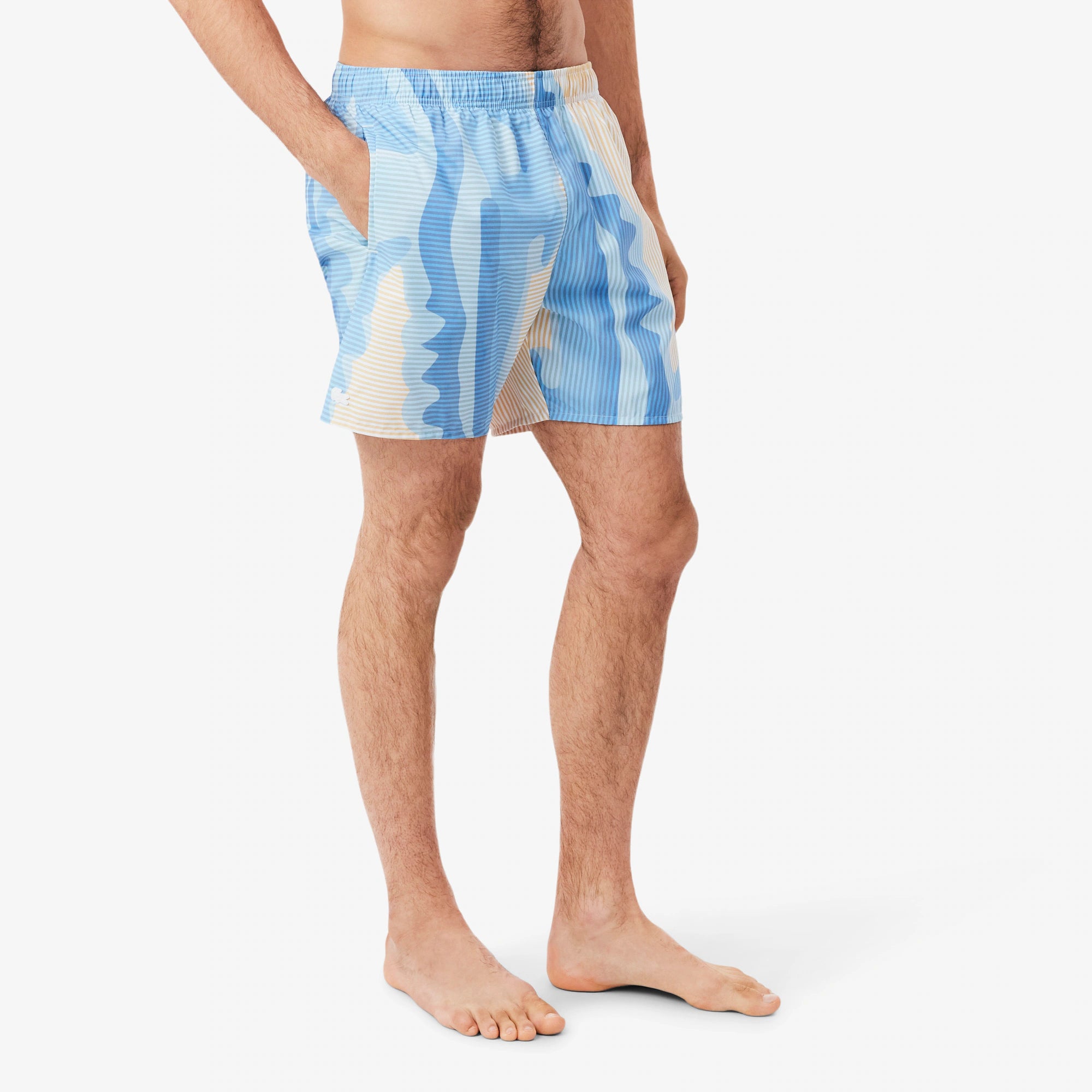 LACOSTE Calção de banho listrado