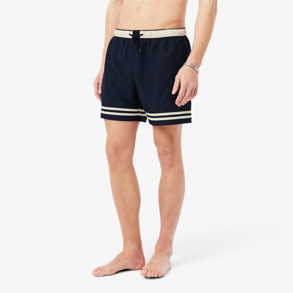 LACOSTE Calções de banho com listras contrastantes