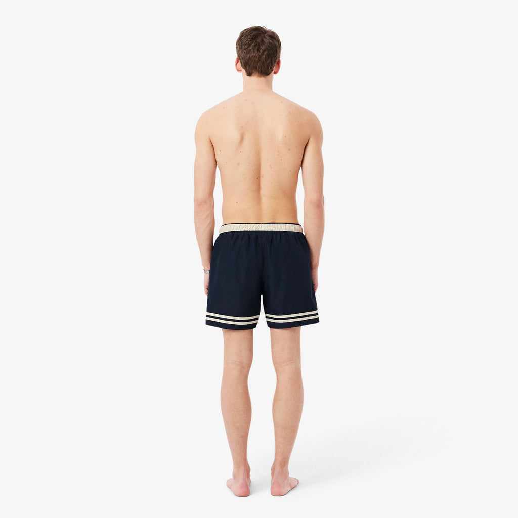 LACOSTE Calções de banho com listras contrastantes