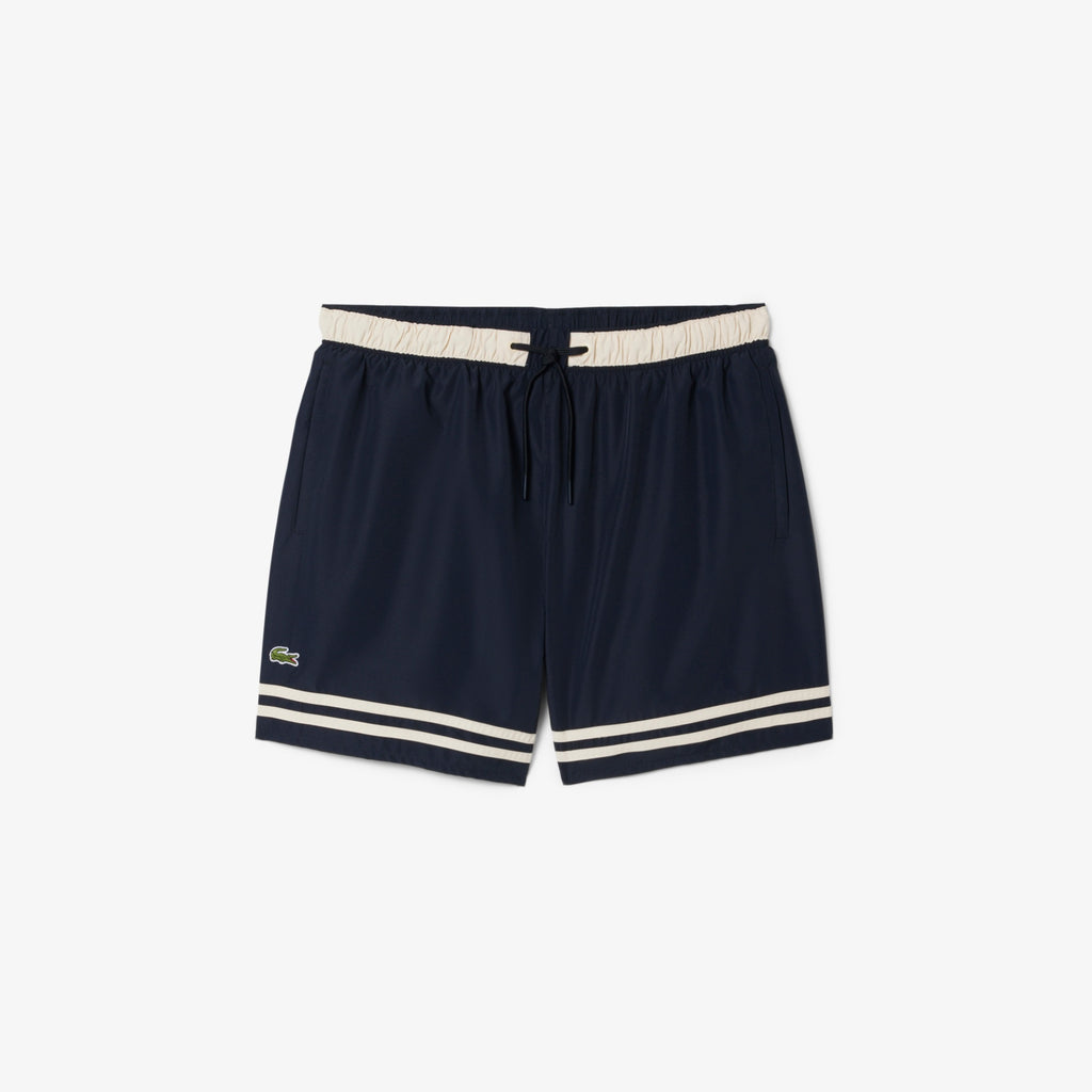 LACOSTE Calções de banho com listras contrastantes