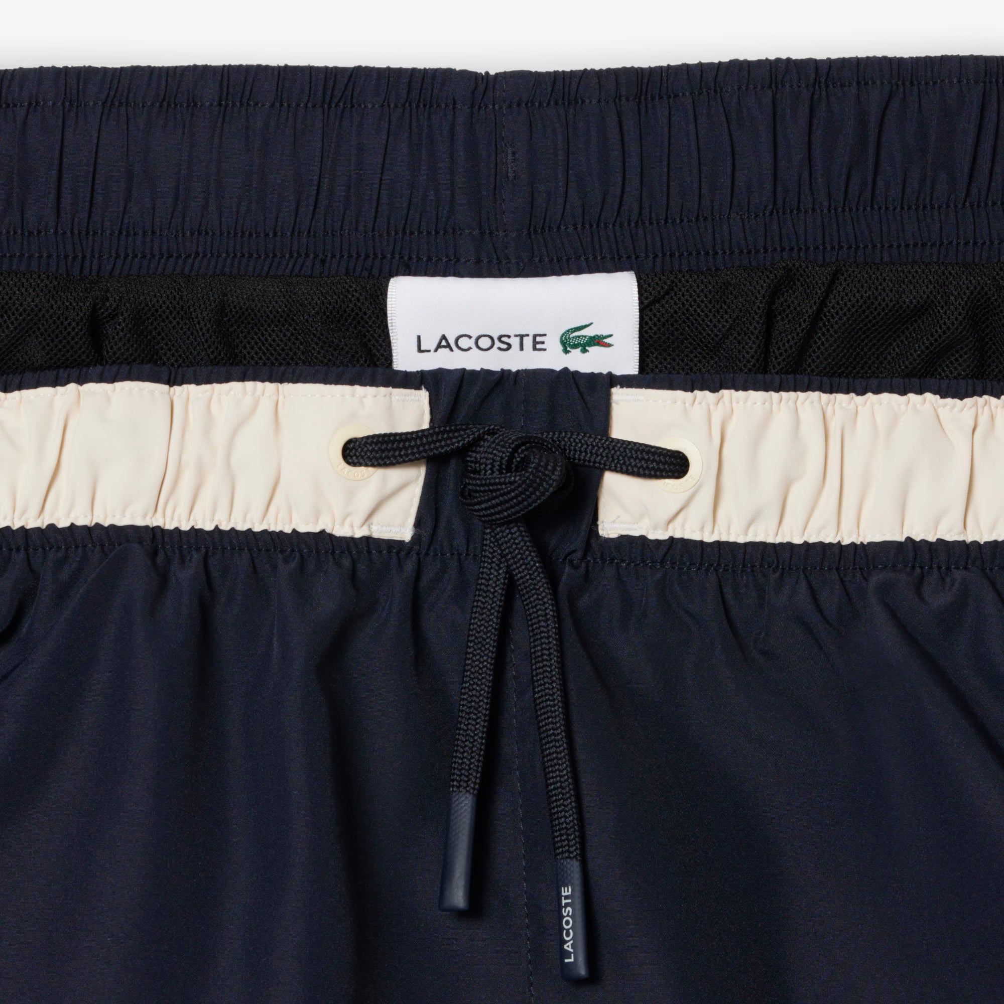 LACOSTE Calções de banho com listras contrastantes