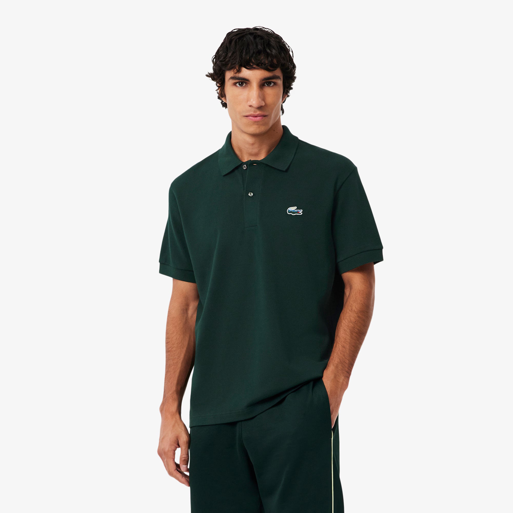 LACOSTE Pólo piqué com crocodilo de paisagem - CARISMAstore