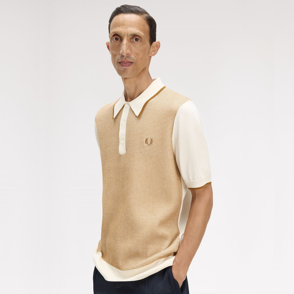 FRED PERRY Polo em malha com losangos tónico
